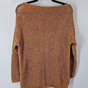 von Saken Gold Metallic Open Knit Mesh Pullover Sweater Vintage